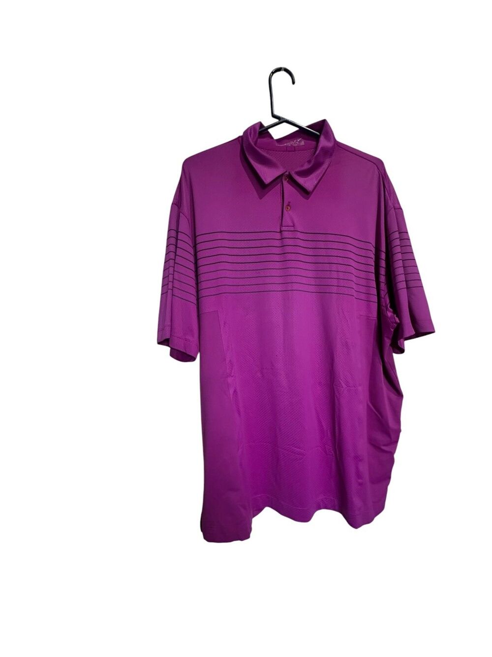 Nike Golf Dri-Fit Polo Shirt Black Striped Plum Color Size Extra Large Back Logo